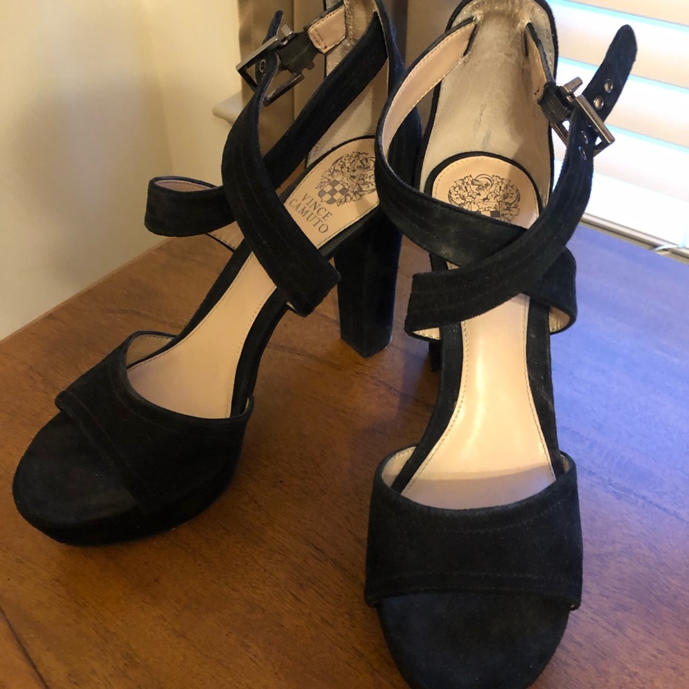 Black suede heels